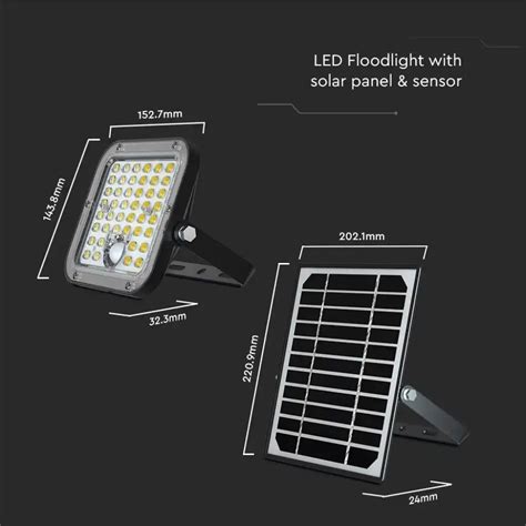 V Tac Faro Led W Con Sensore Di Movimento Pannello Solare E