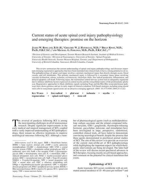 (PDF) Current status of acute spinal cord injury pathophysiology and ...