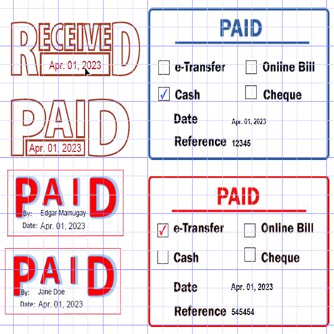 Bundle: Customizable Paid & Received Dynamic PDF Stamps - Editable Text