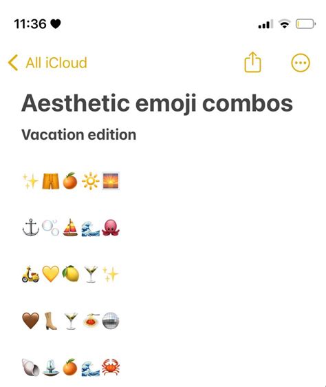 Aesthetic Emoji Combos Combination For Vacation Emoji Combinations