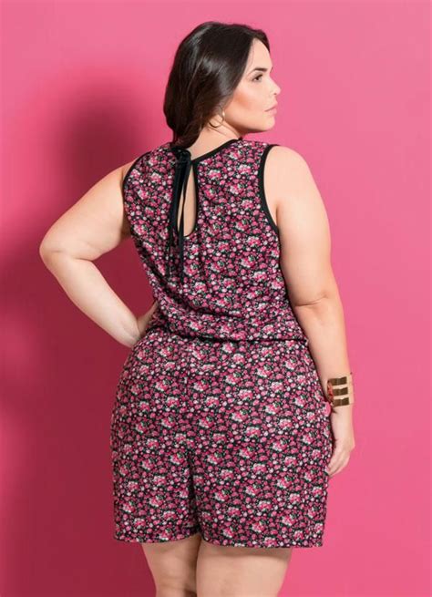 Marguerite Macaquinho Floral Amarração Plus Size Macacão floral