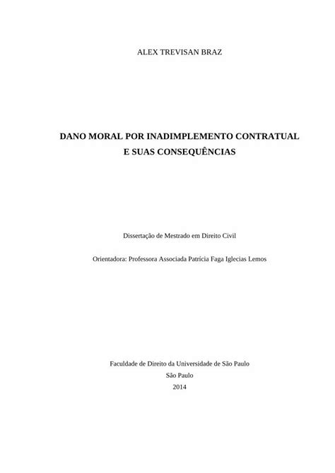 Pdf Dano Moral Por Inadimplemento Contratual E Suas Consequ Ncias