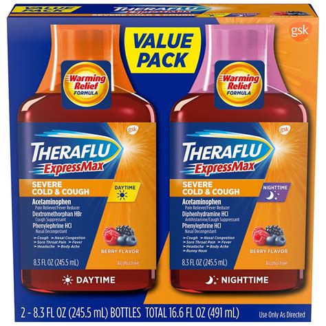 Theraflu Expressmax Daytime Nighttime Severe Cold And Cough Syrup Combo Berry Walgreens