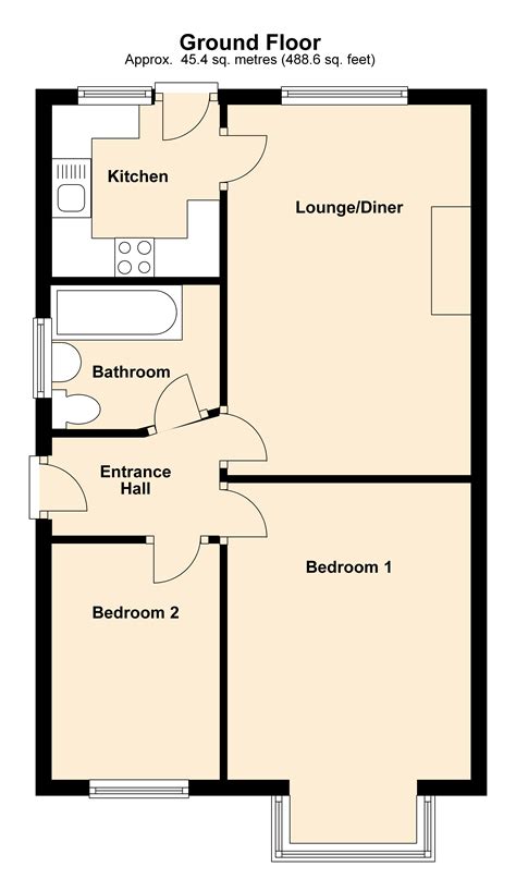 Floor Plan Of 2 Bedroom Bungalow - KomikLord.com