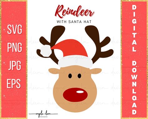 REINDEER SANTA Svg, Reindeer With Santa Hat Svg, Matching Family Svg, Christmas Svg, Funny Svg ...