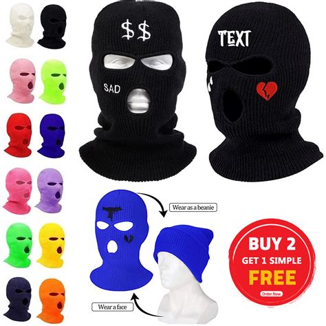 Custom Balaclava Ski Mask Various Colours Embroidered Hole Ski Mask