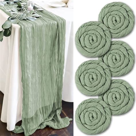 Pack Sage Green Cheesecloth Table Runner Rustic Sage Green Tablecloth