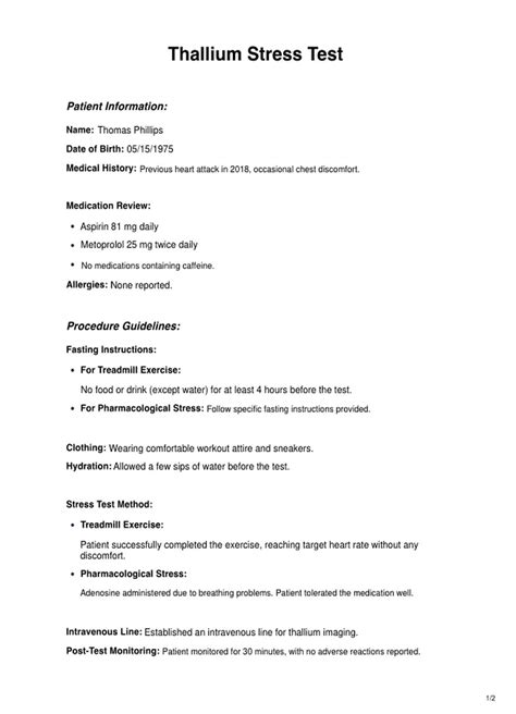 Thallium Stress Test And Example Free Pdf Download