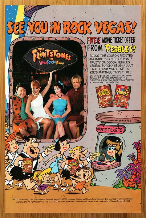 2000 Fruity And Cocoa Pebbles Cereal Print Adposter Flintstones Viva