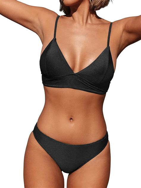 Amazon Cupshe Women Bikini Set Solid Color Sexy Triangle Two Piece