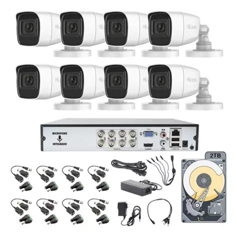 Kit Circuito Cerrado Hilook Dvr 8 Canales 8 Camaras 1080p 2mp Full Hd