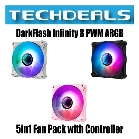 DarkFlash Infinity 8 PWM ARGB 5in1 Fan Pack With Controller Black