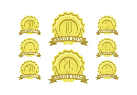 Anniversary Celebration Golden Labels And Badges Vector Art At