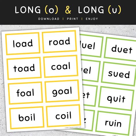 Cvvc Words Flash Cards Long Vowels A E O U Cvvc Words List [set 1] Made By Teachers