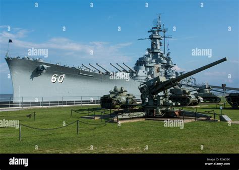 Mobile Alabama Battleship Uss Alabama From World War Ii With Tank At