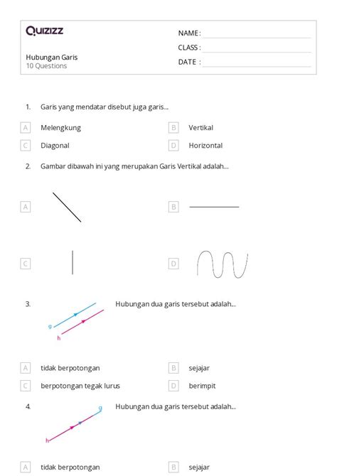 50 Lembar Kerja Garis Paralel Dan Tegak Lurus Untuk Kelas 7 Di Quizizz