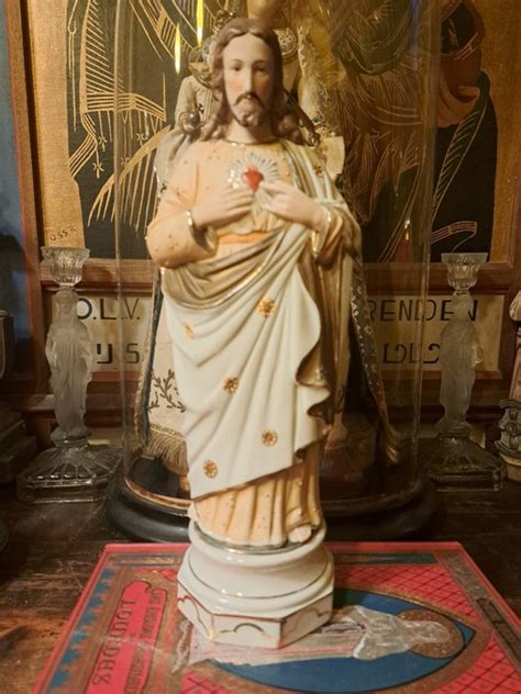 Beeld Beeld Jesus Heilig Hart 35 5 Cm Porselein Bisque 1900