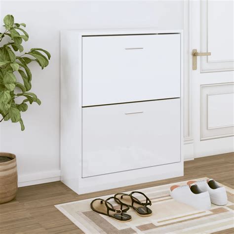 Maison Exclusive Armoire Chaussure Blanc Brillant X X Cm Bois