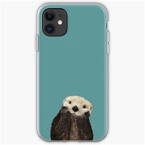 Cute Sea Otter On Teal Solid Minimalist Coastal Adorable Iphone