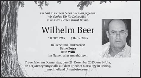 Traueranzeigen Von Wilhelm Beer Trauer Merkur De