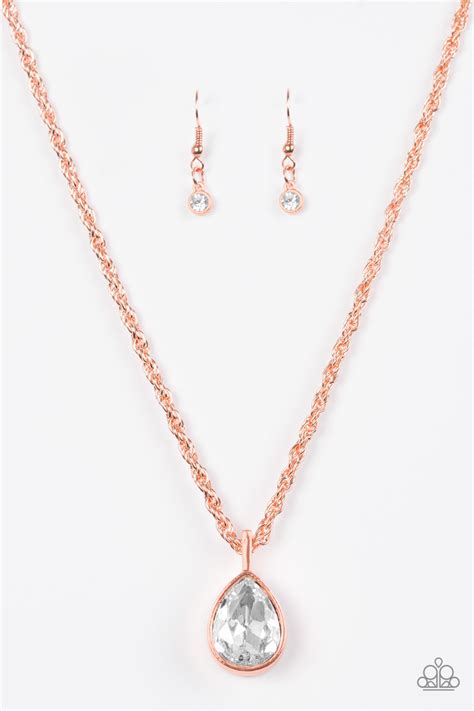 Paparazzi Vintage Vault Million Dollar Drop Copper Necklace And Earrin