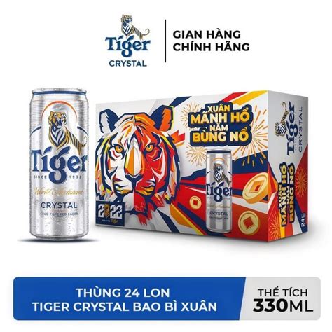 Thùng 24 lon bia Tiger Crystal 330ml lon Bao bì Xuân Shopee Việt Nam