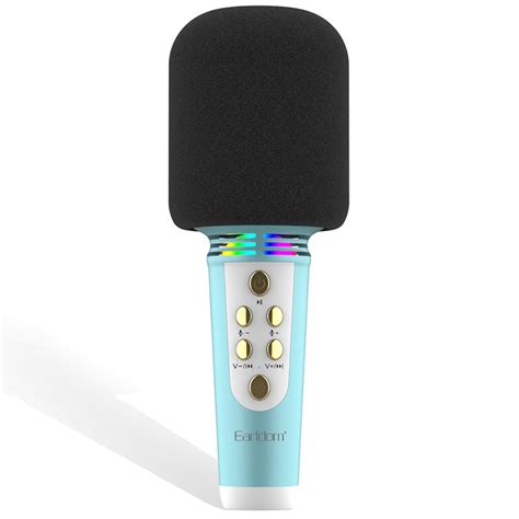 Earldom MC6 Led Işıklı Karaoke Mikrofon Mavi