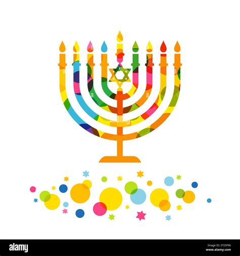 Colorful Hanukkah Menorah With Colored Confetti And Stars Jewish