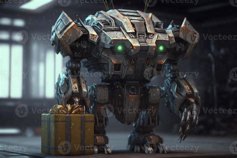 robot with gift box in hands illustration Generative AI 22082580 Stock ...