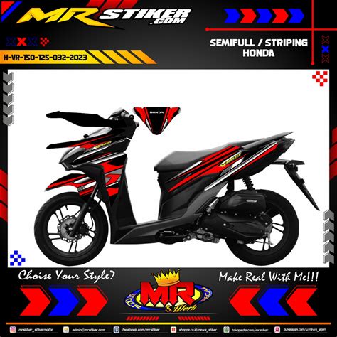 Stiker Motor Decal Honda Vario Fullbody Navy Blue Line Race Gold