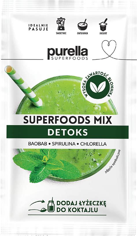 PURELLA SUPERFOODS Mieszanka Detoks Baobab Spirulina Chlorella 40 G