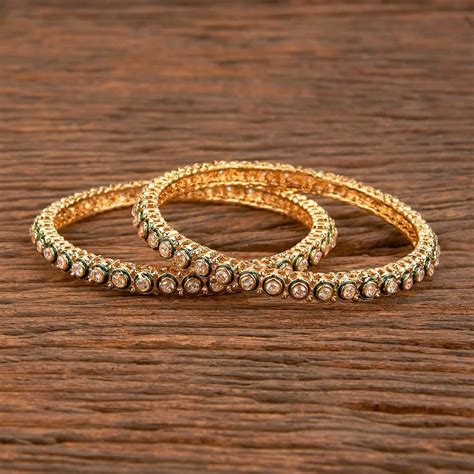 White Brass Antique Meenakari Bangles With Gold Plating At Rs