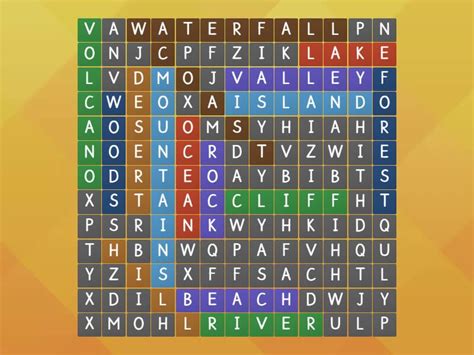 Geographical Features Wordsearch