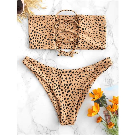 Feibushi Swimwear Women Bikinis 2018 Leopard Bikini Set Pad Free