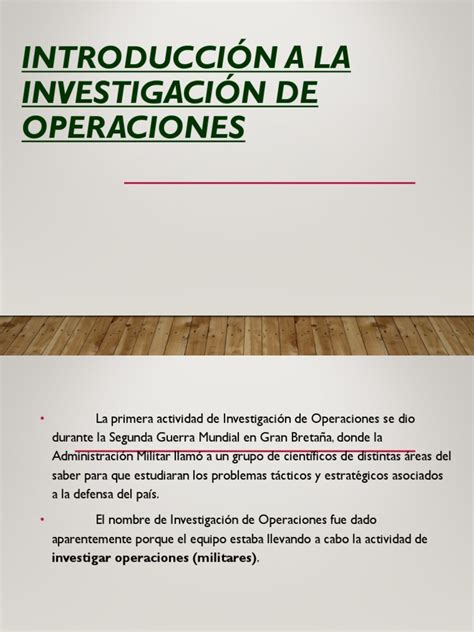 Investigación De Operacionesintroduccionppt Programación Lineal La Investigación De