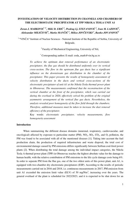 PDF Investigation Of Velocity Distribution In Channels And Chambers