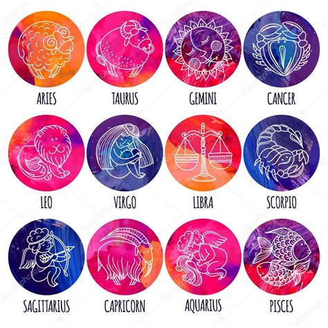 Set Illustration With Cartoon Zodiac Signs Stock Vector Xenia Ok