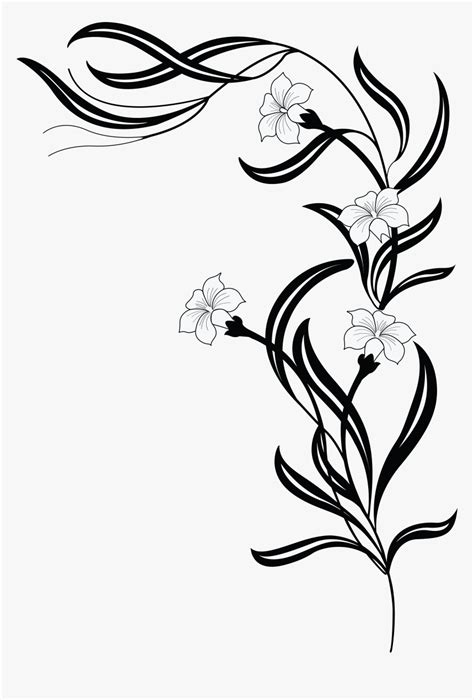 Black And White Flower Vine Drawing Home Alqu