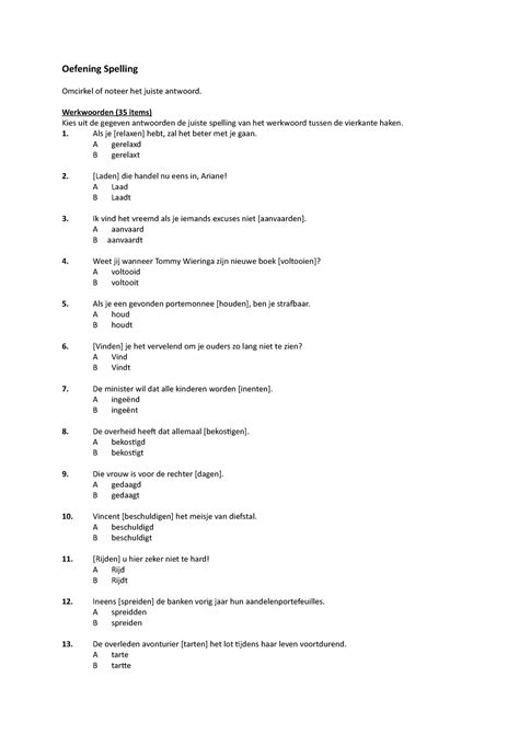 Oefening Spelling Vragen En Antwoorden Oefening Spelling Omcirkel Of