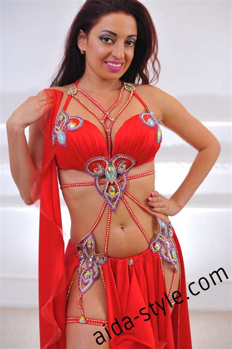 Passionate Red Belly Dance Costume Aida Style