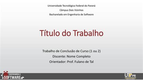 T Tulo Do Trabalho Trabalho De Conclus O De Curso Ou Ppt Carregar