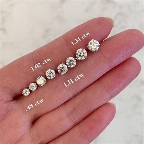 Diamond Stud Earrings Carat Size Chart