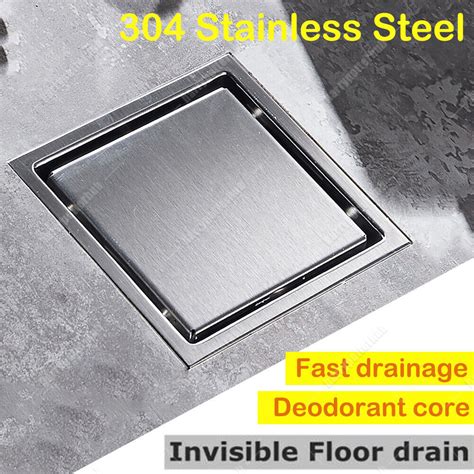 Stainless Steel Square Floor Drain Shower Wet Room Bathroom Kitchen