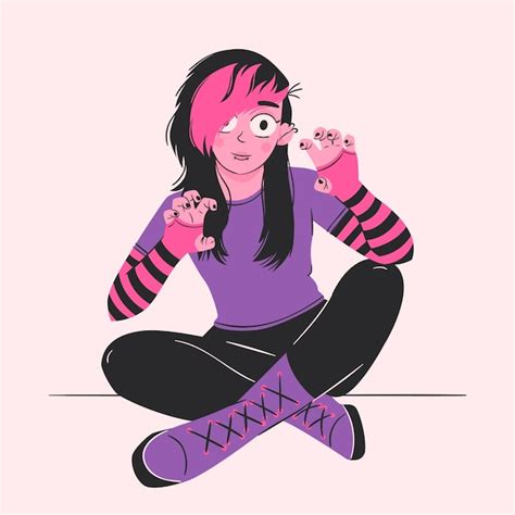 Premium Vector Hand Drawn Emo Person Illustration