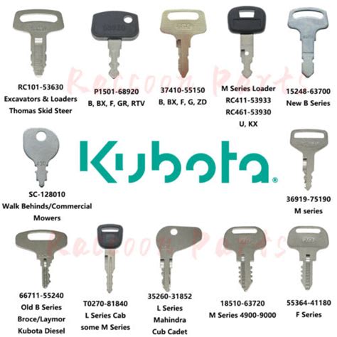 Kubota Tractor Equipment Ignition Key Set Fits Most Kubota Models