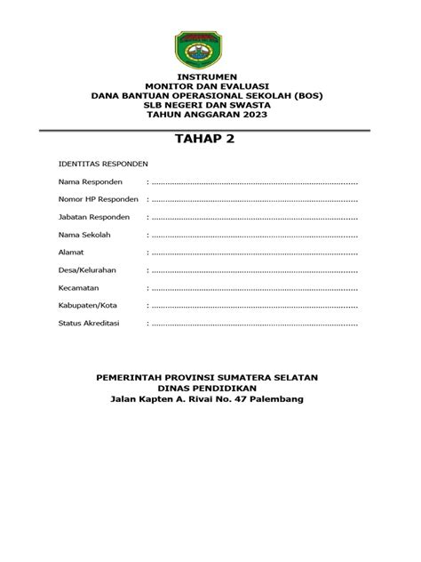 Instrumen Monev Bos 2023 Tahap 2 Pdf