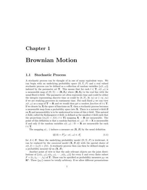 Brownian Motion Chapter 1 11 Stochastic Process