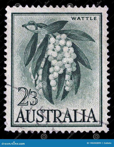 Stamp Printed In Australia Shows Golden Wattle Acacia Pycnantha