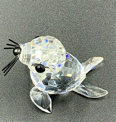 Swarovski Silver Crystal Baby Mini Seal Black Whiskers