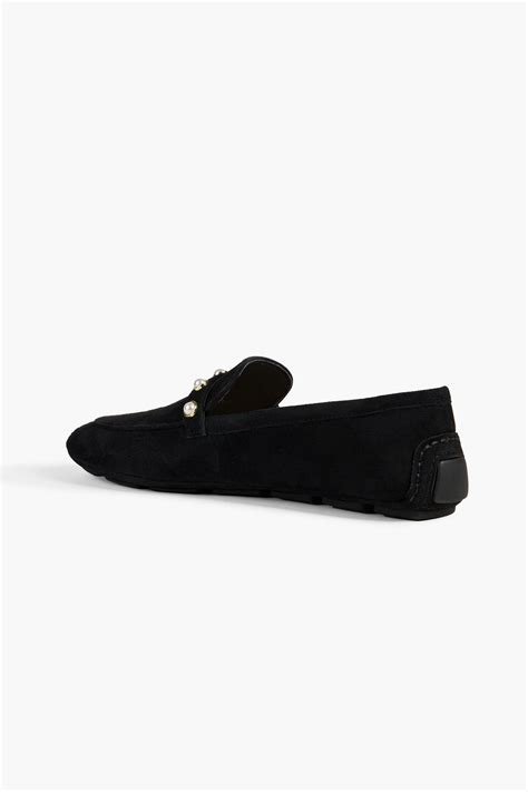 STUART WEITZMAN Allpearls Embellished Suede Loafers THE OUTNET